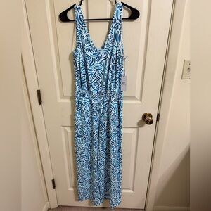NWT Southern Tide Size XS Watercolor Blue White Whirl Print Annabelle Jumpsuit